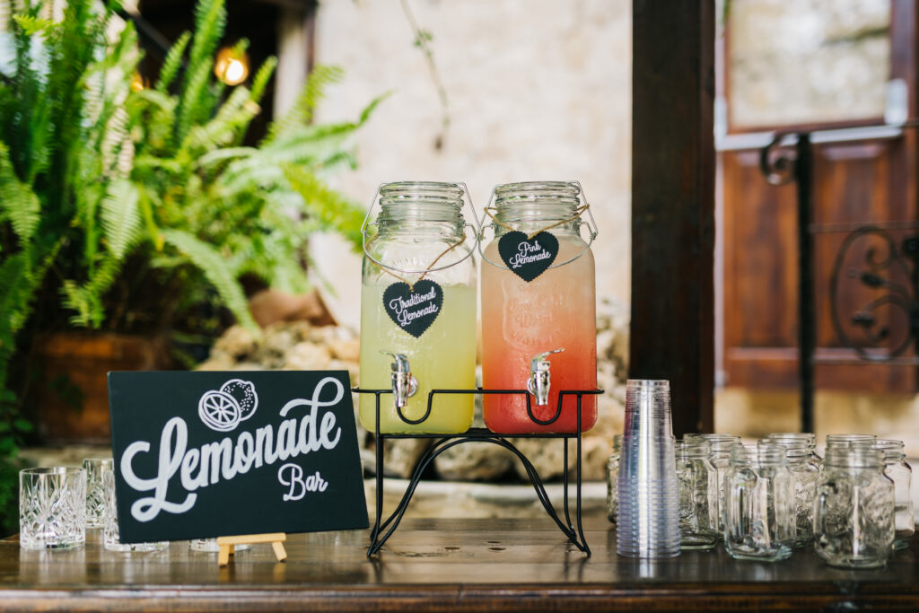 Lemonade bar - Wedding Cocktails - Reception drinks for weddings